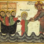 Jesus walking on water. Armenian manuscript. Daniel of Uranc gospel, 1433.